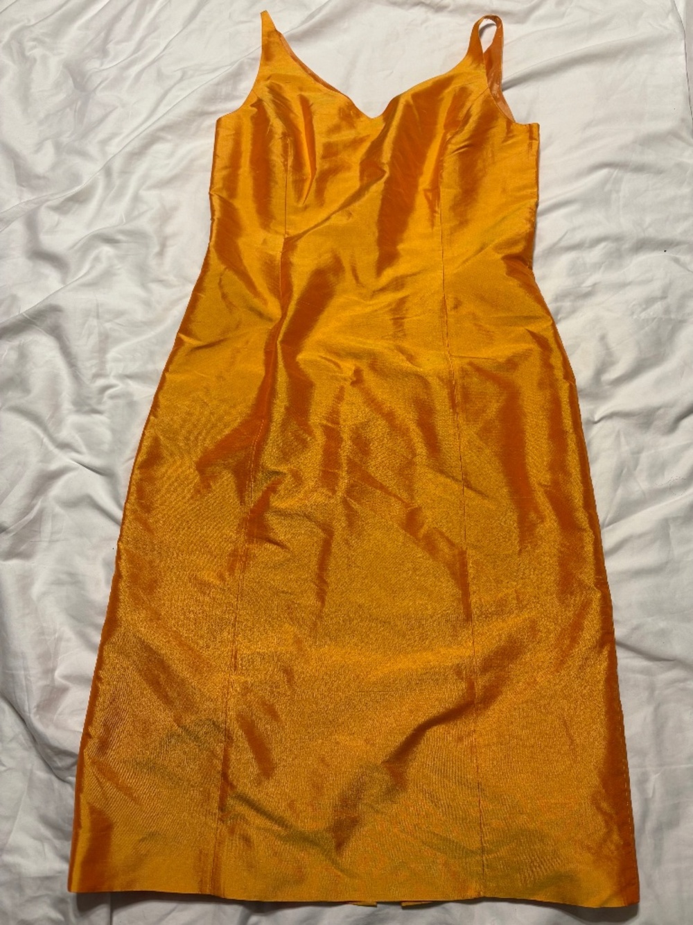 Deadstock Vintage 2001 Ann Taylor 100% Silk Sheath Dress Marigold Sz 6 Pristine